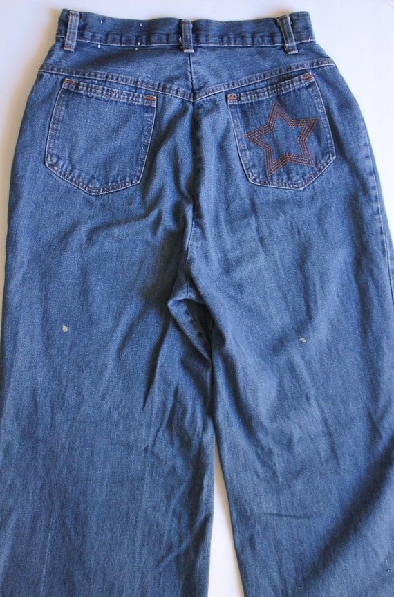 Vintage 1970s Star Embroidered Denim Jeans 25 | Wi