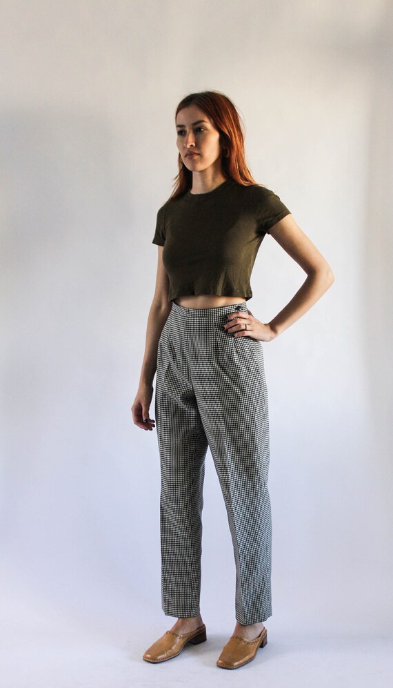 Vintage 1980s Houndstooth Trousers 24.5 | High Wa… - image 2