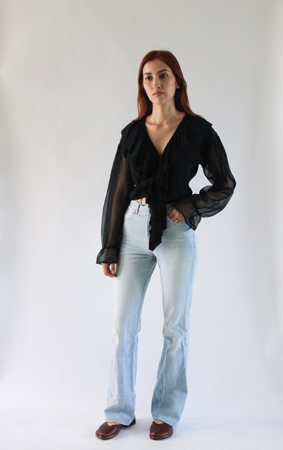 Vintage 1970s Brittania Bell Bottom Jeans 24.5 | … - image 3