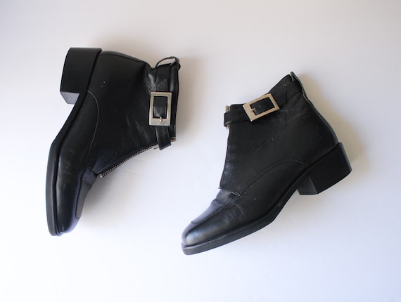 Vintage 1990s Anne Klein Black Booties 5.5 | Black