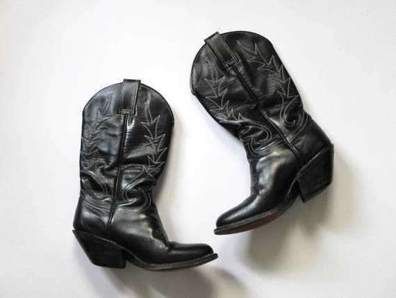 Vintage 1980s Cowboy Boots | Black Cowboy Boots |