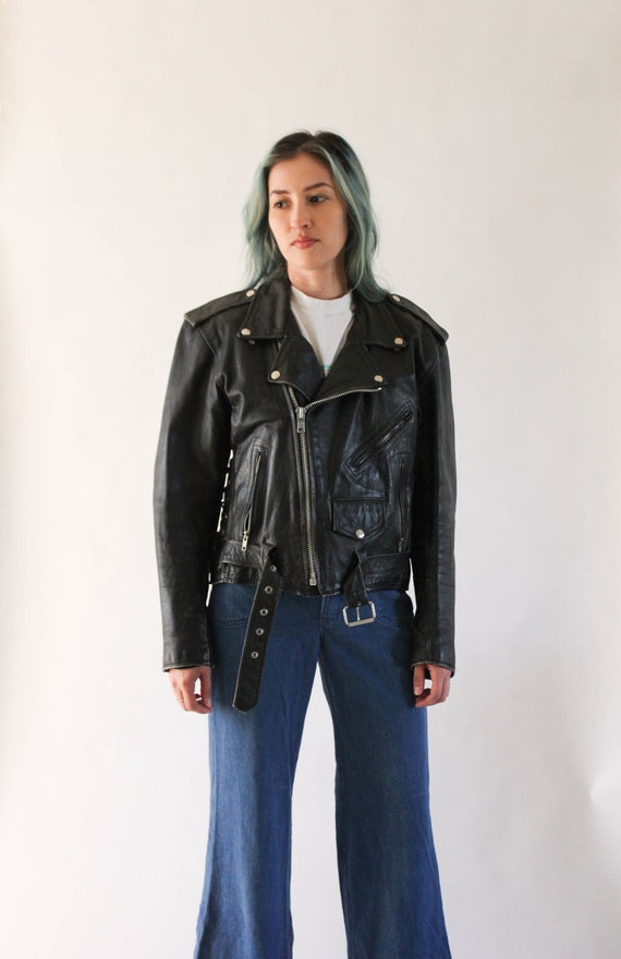 Vintage Biker Leather Jacket M | Leather Jacket |… - image 3