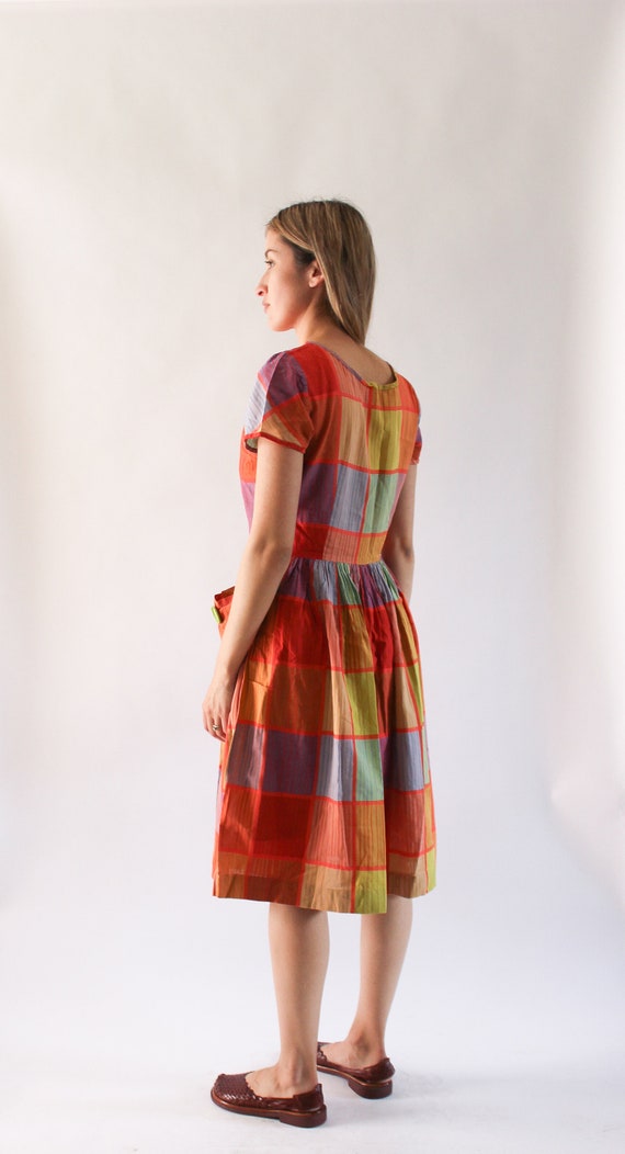 Vintage 1950s Dress | 50s Plaid Dress | Full Skir… - image 4
