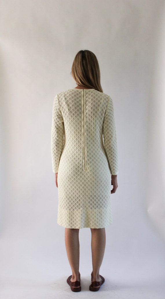 Vintage 1960s Dress | 60s Knitted Cream Dress | 1… - image 5