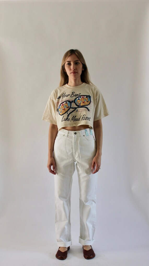 high waisted white levis