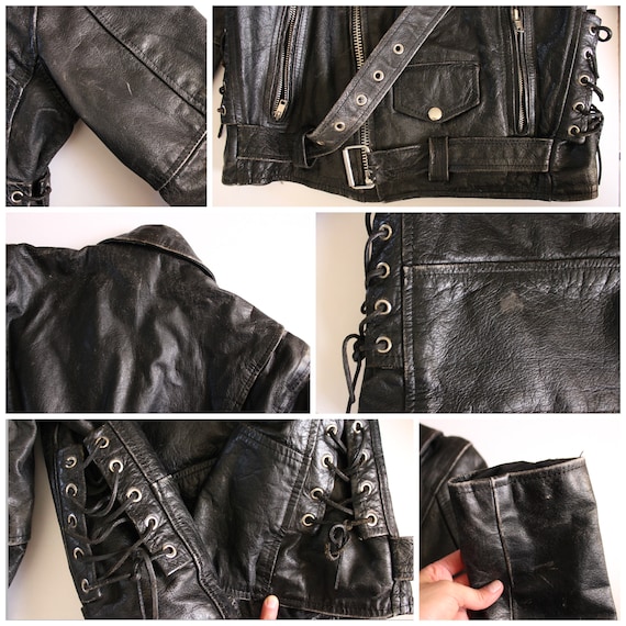 Vintage Biker Leather Jacket M | Leather Jacket |… - image 9