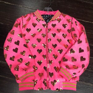 Heart Sequins Bomber Jacket