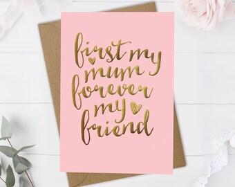 Personalized Mother's Day Card: Gold Foil 'First My Mum'