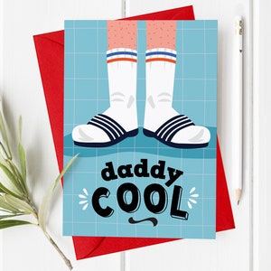 Tarjeta divertida del Día del Padre con calcetines y deslizadores, Tarjeta de cumpleaños divertida para papás, Tarjeta de calcetines y sandalias, Tarjeta genial de papá de hijo e hija