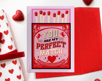 Cute Valentine's Day Card,Perfect Match, True Love, Valentines Day Card Gift, Girlfriend, Wife, Husband, Boyfriend