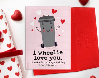 Funny Anniversary Card for Husband, Cute Birthday Card for Husband, Partner Anniversary Card, Wheelie Bin Design