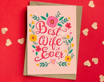 Valentine Card for Wife, Valentine's Day Custom Wife Card, Birthday or Partner Anniversary