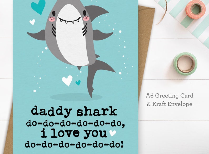 First 1st Fathers Day Card, Daddy Shark Card, Baby Shark Song, 1st Fathers Day Gift image 2