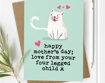 Cat Mum Mother's Day Card, Happy Mother's Day Card from Cats, Black and White Cats Fur Babies, Mothers Day Cats