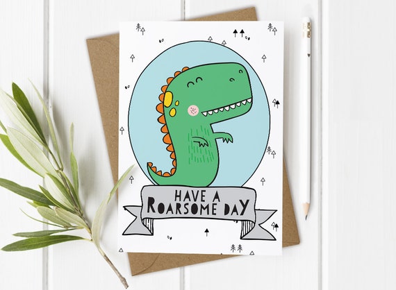 Personalised 'Have a Roarsome Birthday' Dinosaur Card - Bespoke Gifts