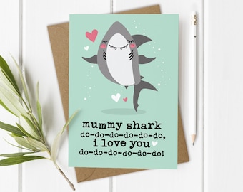 Funny Mothers Day Card, Mother's Day Card from Baby, Mummy Shark, Baby Shark, Mummy Birthday Card, Love You Mummy