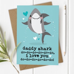 First 1st Fathers Day Card, Daddy Shark Card, Baby Shark Song, 1st Fathers Day Gift image 1