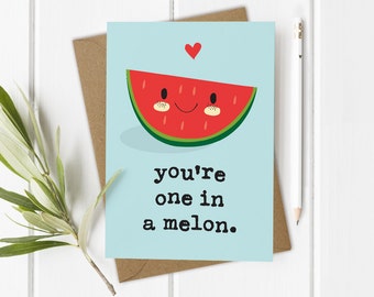 Funny Anniversary Card Him Her, Birthday Card Boyfriend, One In A Melon, Girlfriend, Love, Funny Valentines Her