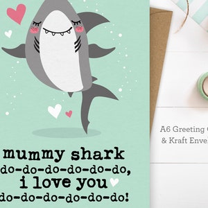 Funny Mothers Day Card, Mother's Day Card from Baby, Mummy Shark, Baby Shark, Mummy Birthday Card, Love You Mummy image 2