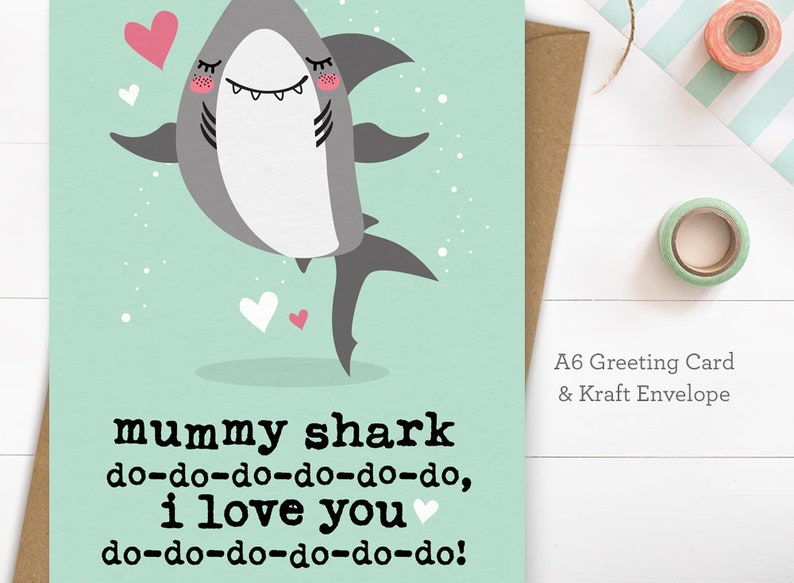 Funny Mothers Day Card, Mother's Day Card from Baby, Mummy Shark, Baby Shark, Mummy Birthday Card, Love You Mummy image 2