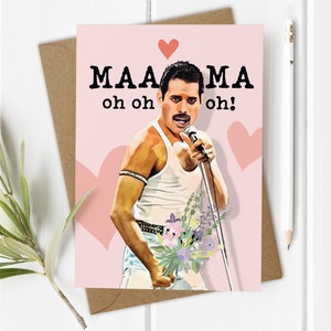 Freddie Mercury Mother's Day Card, Mama Bohemian Rhapsody, Music Lover Mum Birthday Card