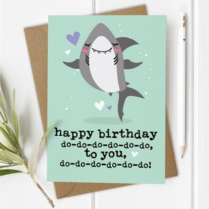Cartão de Feliz Aniversário Tubarão, Bebê Tubarão, Cartão de Aniversário Engraçado