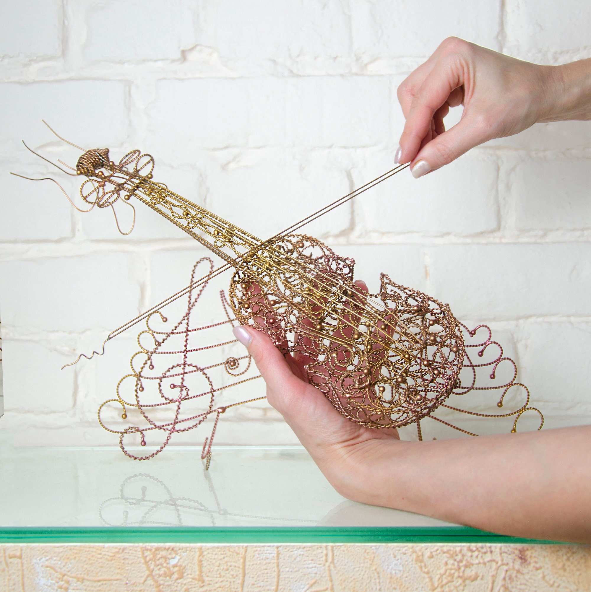 Violin art violin gift wire sculpture art music teacher gift | Etsy