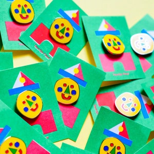 Set of 3 Emaille Pins Tower, Risograph and Happy face Small Broche badge birthday pins harde emaille pin Teuntje Fleur geometric Bild 3