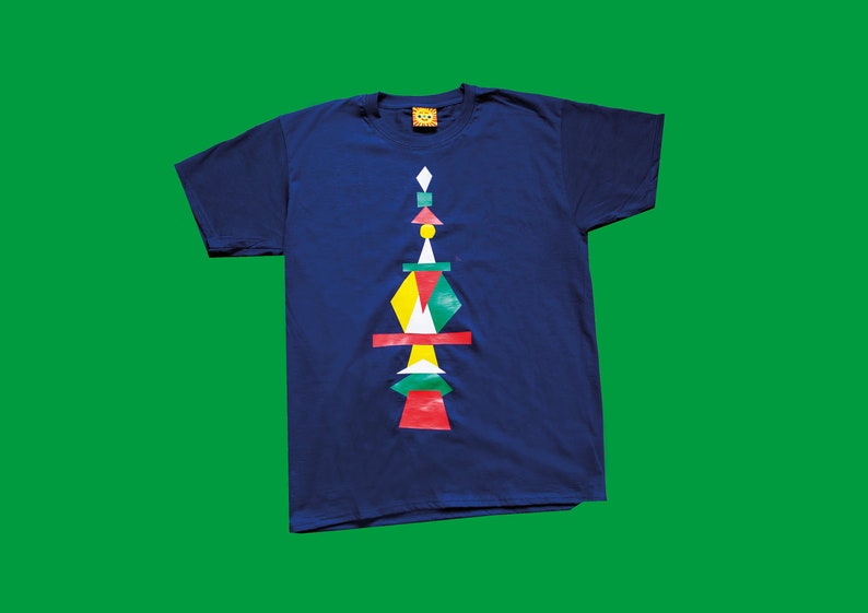T-shirt tower Handmade, Iron print t-shirt, Illustrations, Silkcreen, abstact t-shirt, handmade t-shirt afbeelding 1