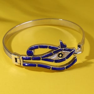 Echtes Sterling Silber Armband verziert mit Auge des Horus verschiedene Farben zur Auswahl.