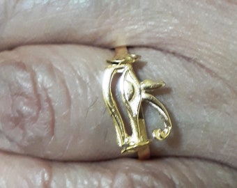 Genuine 18 Karat Gold band Ring Decorated with Eye of Horus Wadjet Combine purchases and save!!!!