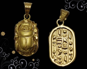 Fascinating Egyptian Hallmark 18 K. Gold pendant ancient Egypt Pharao's Scarab, Fast shipping.