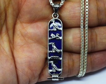 PERSONALIZZA il nome geroglifico su un lussuoso oro 18 carati o argento Sterling con marchio di garanzia (cartiglio trasparente)