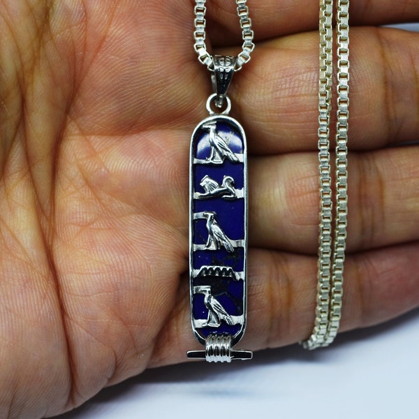 CUSTOMIZE Hieroglyphic Name on Hallmark Luxurious 18 Karat Gold or Sterling silver ( see through cartouch )