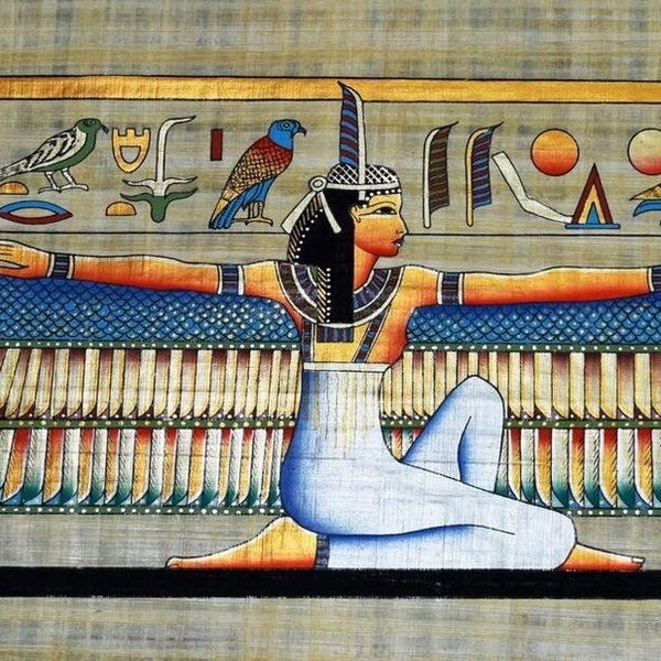 Egyptian Papyrus HandMade Painting, ISIS price according to size weighting the heart, combine shipping and save.