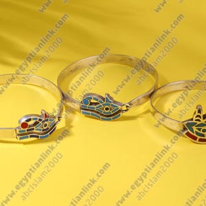 Hallmark Egyptian Pharaoh Sterling Silver Cuff Bracelet decorated with Eye of horus.