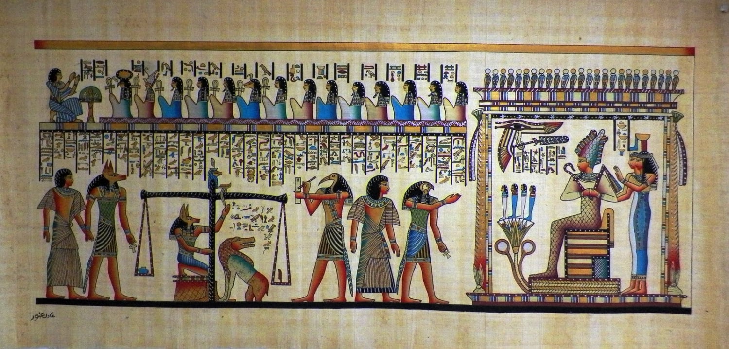 Egyptische Papyrus Handgemaakt Schilderij Judgement Day Prijs - Etsy België