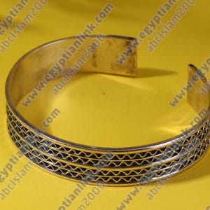 Hallmark Egyptian Pharaoh Sterling Silver Cuff Bracelet Siwaa style.