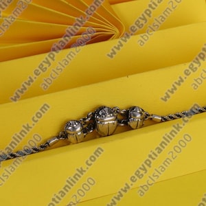 Hallmark Egyptian Pharaoh Eterling Silver Cuff Bracelet, Decorated with Scarabs..