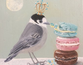 The bird with three macaroons