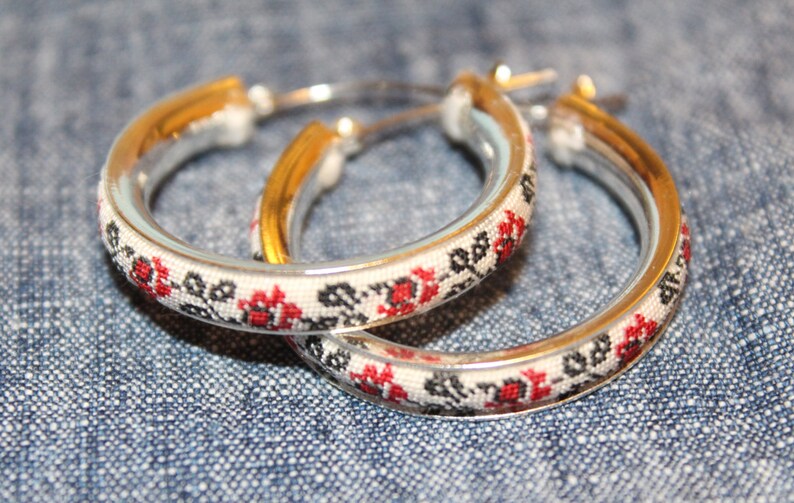 Hand embroidered earrings Embroidered textile jewelry with Etsy