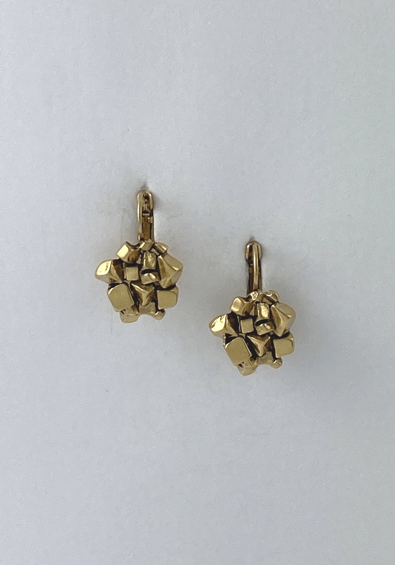 Earrings handcrafted silver or golden tin