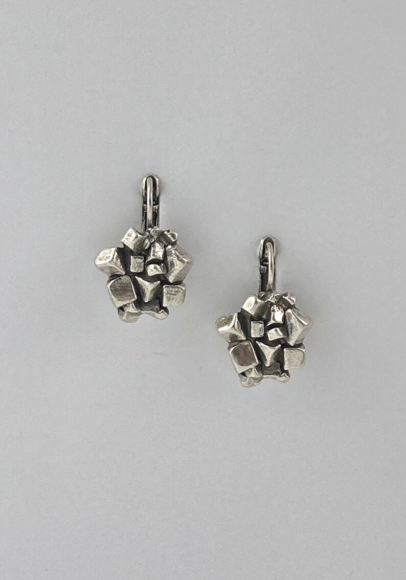 Earrings handcrafted silver or golden tin
