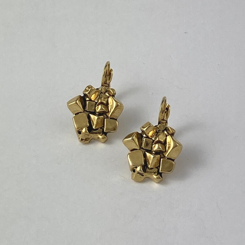 Earrings handcrafted silver or golden tin