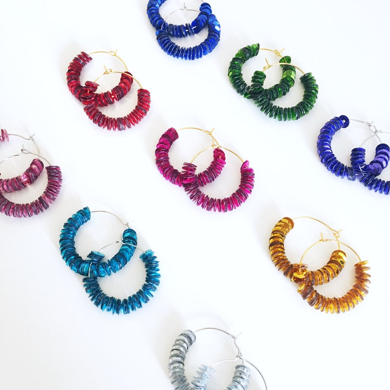 Collection Hulala / Gold Hoop Earrings With Green Hexagon Etsy