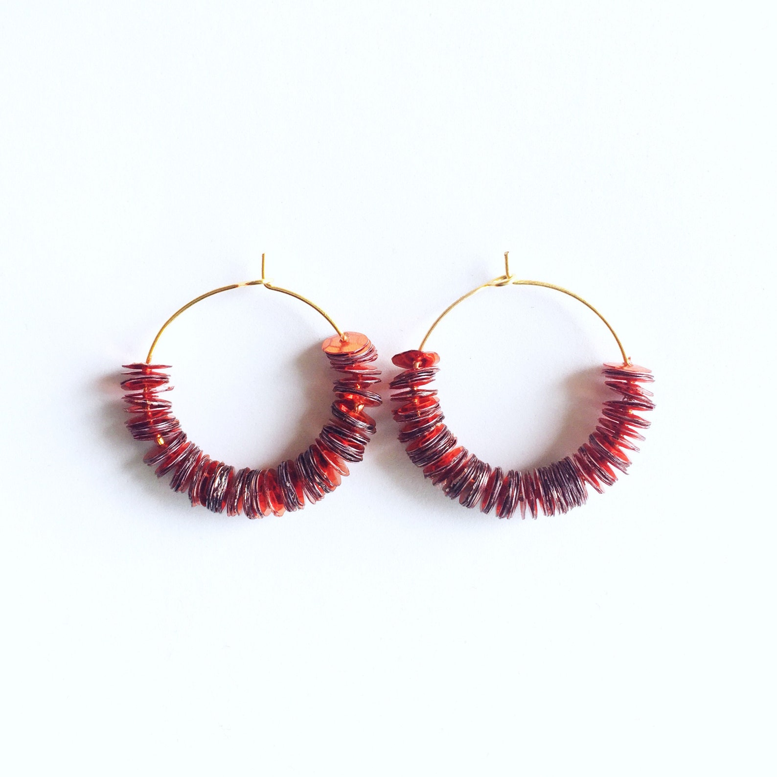 Collection Hulala / Gold Hoop Earrings With Orange Hexagon Etsy Sweden