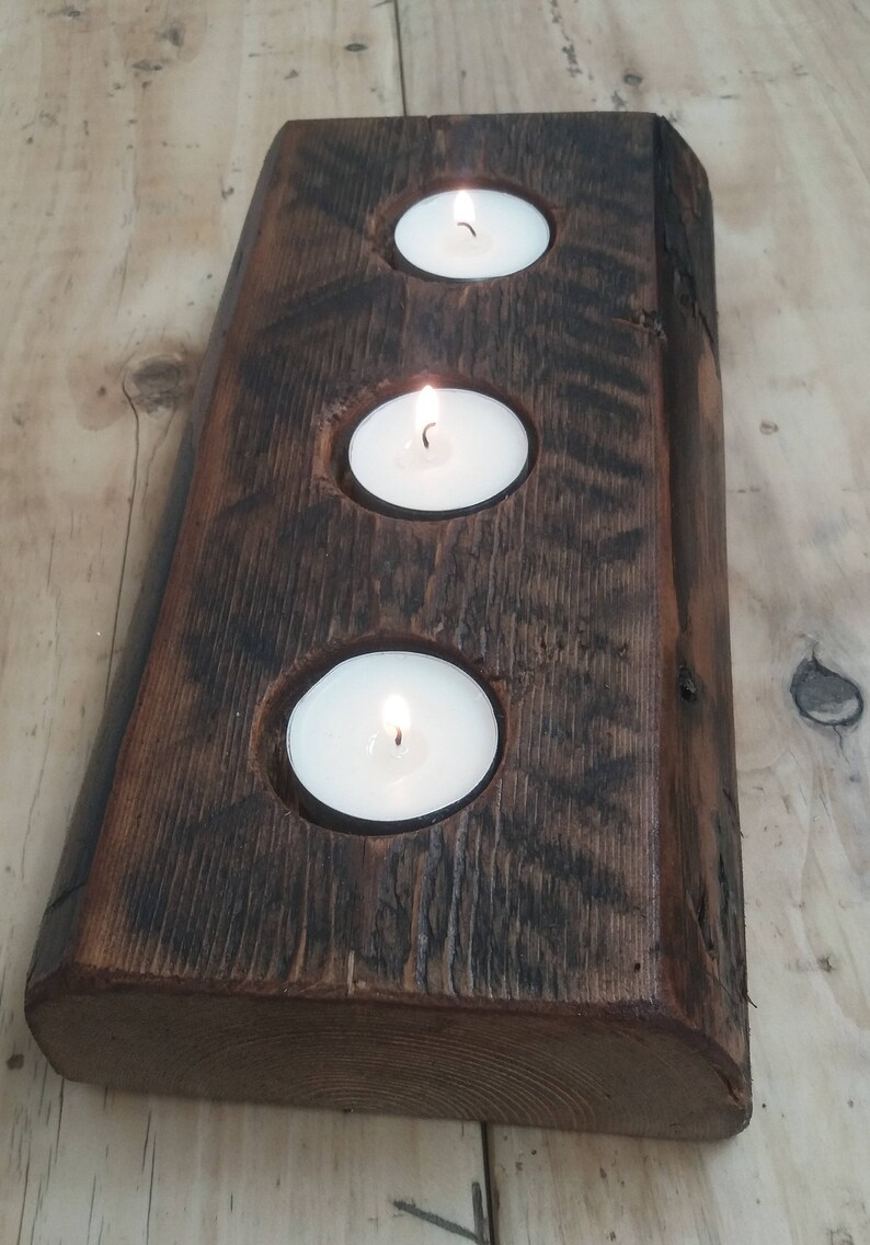 Rustic Reclaimed Wood Tea Candle Holders Etsy