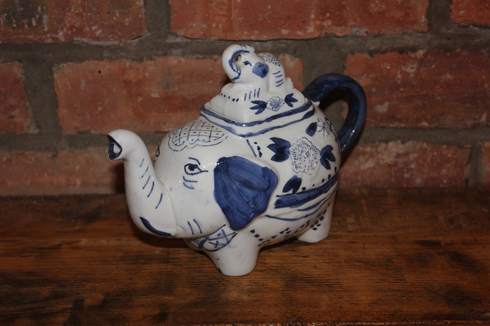 Blue & White Porcelain Elephant Teapot Etsy