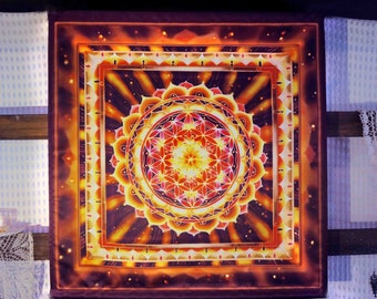 Flower of life PRINT batik wall decor mandala wall hanging, original art batik, gift idea for new home, psychedelic spiritual decor SUNTRIBE