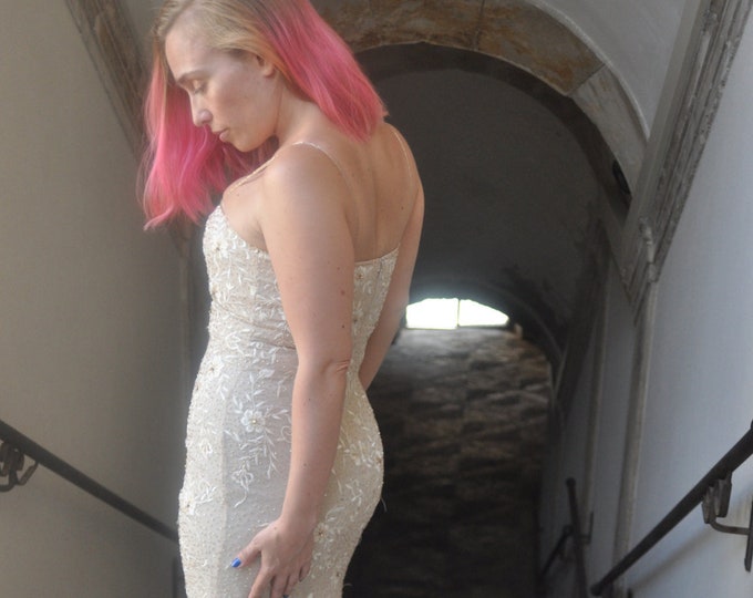 Vintage slim fit beaded gown with bolero jacket